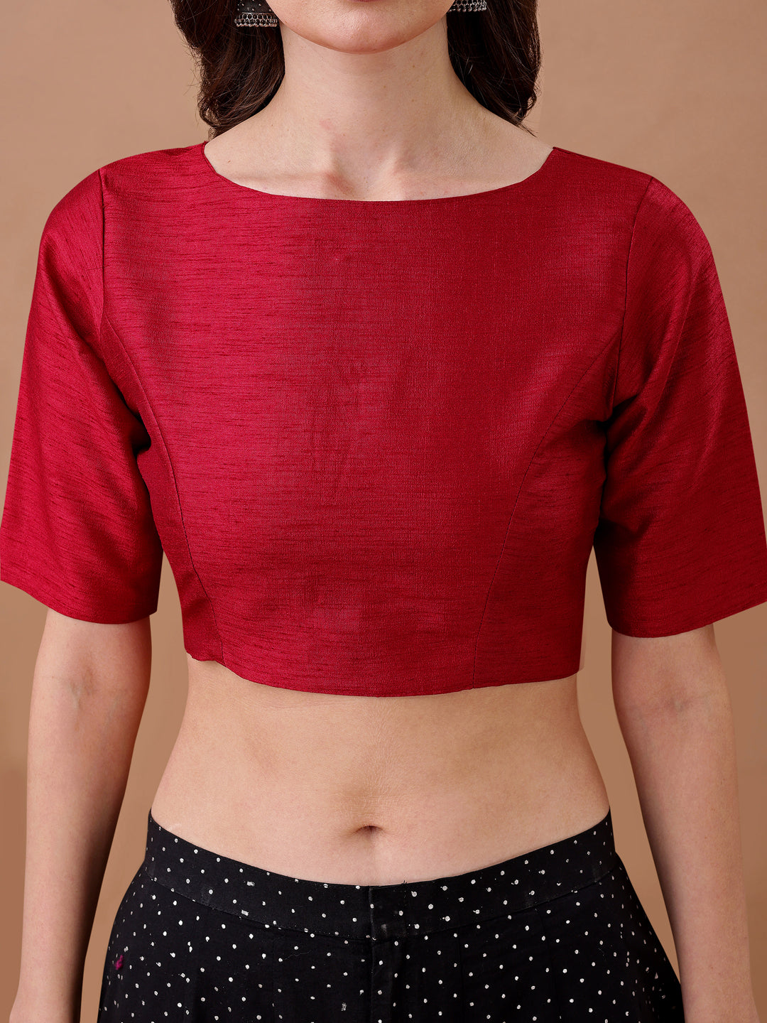 Red colour art silk half sleeves blouse